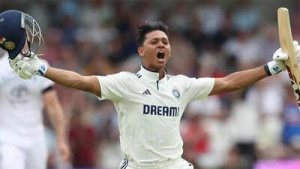 From 99 to 100! Yashasvi Jaiswal's century celebration leaves 14-year-old Vaibhav Suryavanshi starstruck - WATCH