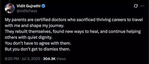 Chess Grandmaster Vidit Gujrathi Clashes with 'LiverDoc' Over Family's Medical Professions
