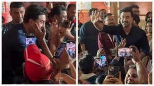Ranbir Kapoor's Durga Puja Visit: Actor's Humility Wins Over Fans Amidst Frenzy
OR
Ranbir Kapoor Charms Devotees at Durga Puja Pandal with Ayan Mukerji