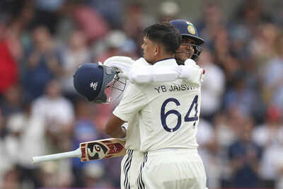 Shubman Gill congratulates Yashasvi Jaiswal on his century against England
