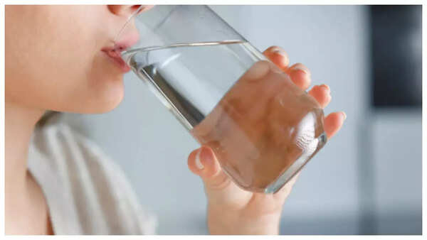 Glass of refreshing lemon water