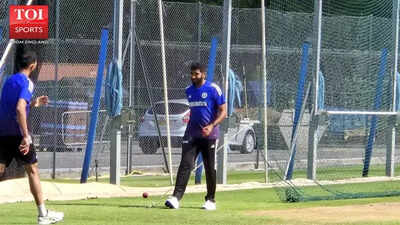 Jasprit Bumrah in intense practice session