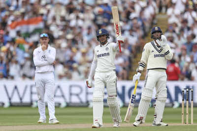 Shubman Gill celebrates a century during the second Test