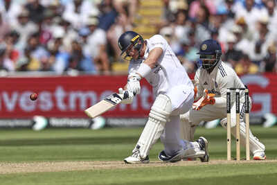 Jamie Smith plays a shot during the second Test match