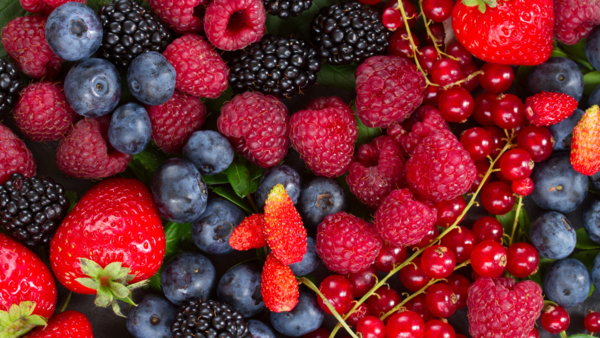 Close-up of vibrant mixed berries