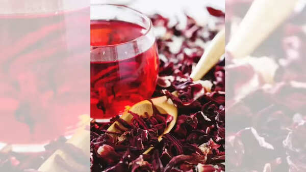 Vibrant red hibiscus tea for heart health
