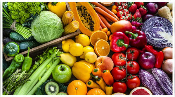 Rainbow colored fruits and vegetables