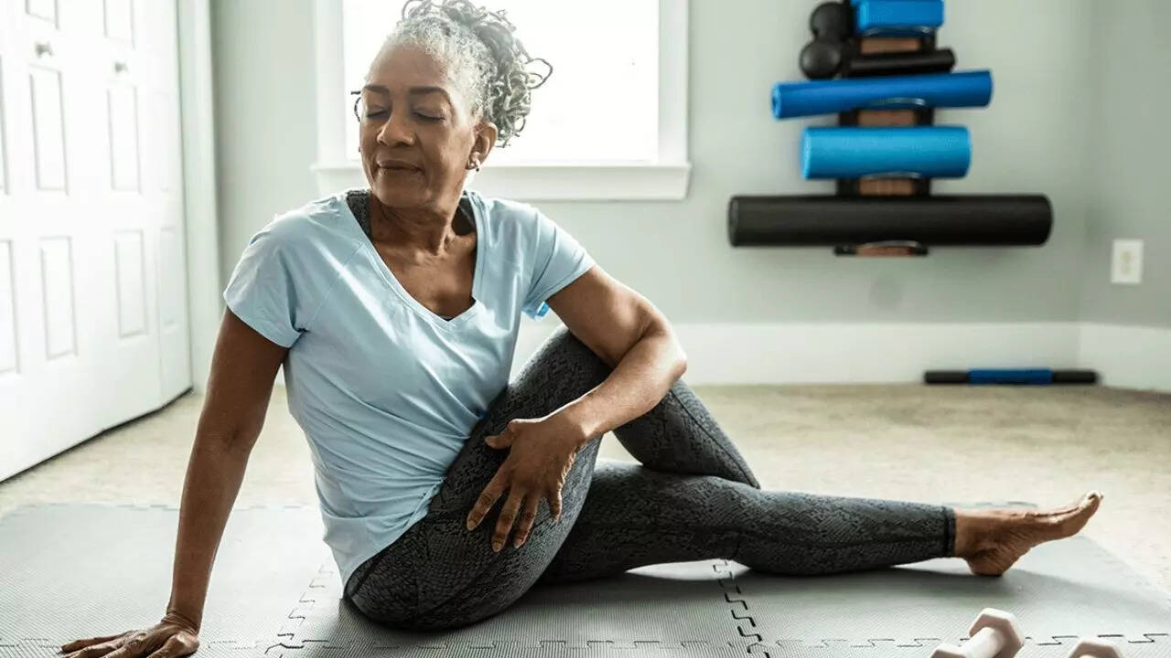 Seated hip stretch