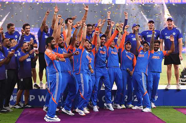 The Indian team celebrated their Asia Cup win without the trophy